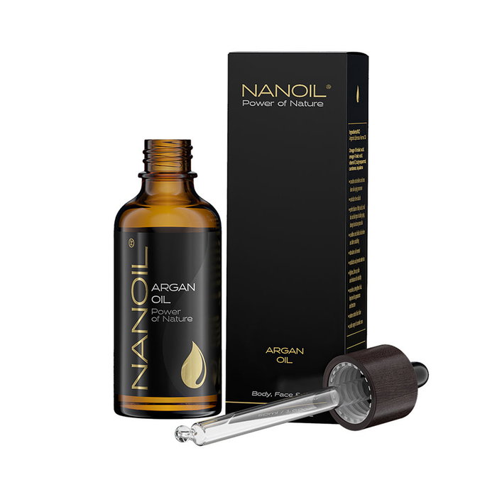 Nanoil Aceite de Argán 100% Orgánico 50 ml - Tratamiento Facial, Corporal y Capilar - Sérum Hidratante Antienvejecimiento