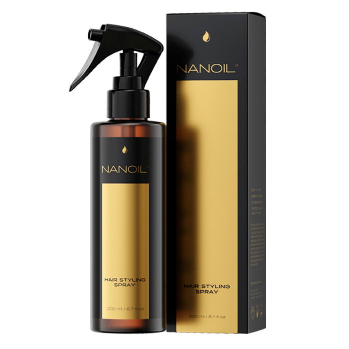 Nanoil Hair Styling Spray - Tratamiento Hidratante y Base de Peinado para Todo Tipo de Cabello, Acabado Natural sin Rigidez, 200 ml