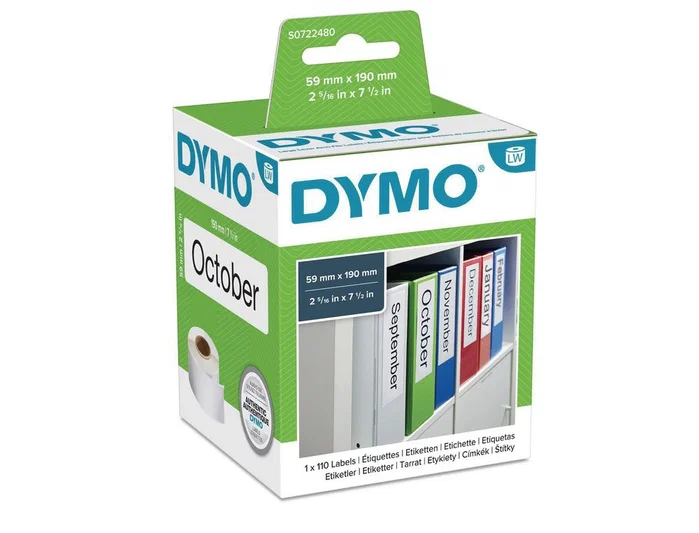 Dymo Etiquetas para Archivadores 59 x 190 mm Blanco Dymo Etiquetas para Archivadores 59 x 190 mm Blanco