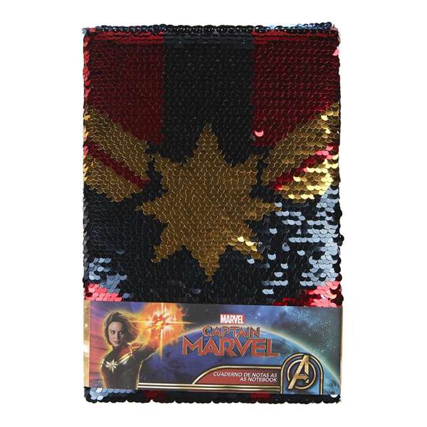 Cuaderno de Notas Sirena Mágica de Lentejuelas Captain Marvel CRD-2100002738 Rojo A5