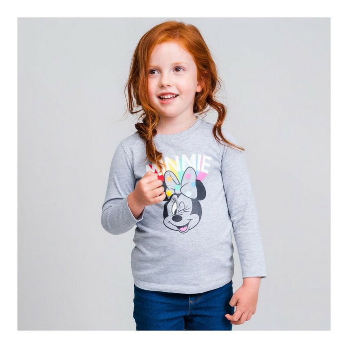 Camiseta de Manga Larga Infantil Minnie Mouse Gris 2 Años