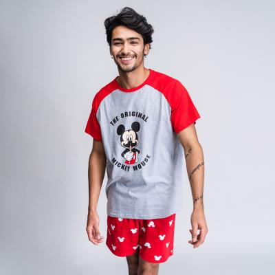 Pijama de Verano Mickey Mouse Rojo (Adultos) Hombre Gris M