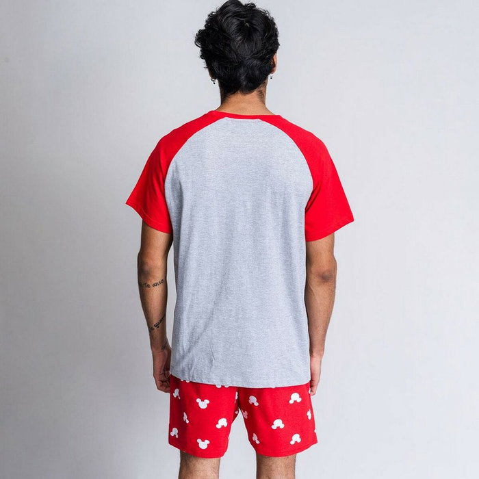 Pijama de Verano Mickey Mouse Rojo (Adultos) Hombre Gris