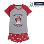 Pijama de Verano Minnie Mouse Rojo Mujer Gris S