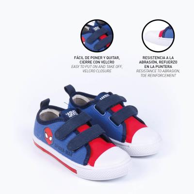 Zapatilla Loneta Suela Pvc Con Luces Algodón Spiderman Azul 28