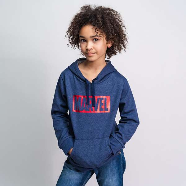 Cerdá Sudadera con Capucha Marvel Algodón Brushed para Niño 8 Años, Color Dark Blue