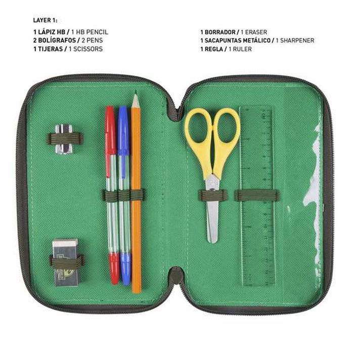 Estuche Escolar con Accesorios Jurassic Park Multicolor Verde oscuro