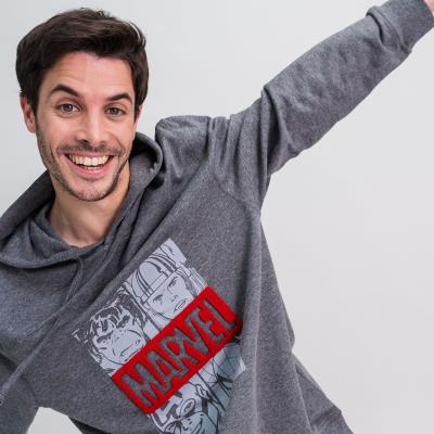 Sudadera con Capucha Hombre Marvel Gris Gris oscuro XXL Sudadera con Capucha Hombre Marvel Gris Gris oscuro XXL