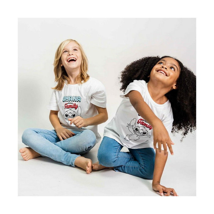 Camiseta de Manga Corta Stitch Blanco 12 Años
