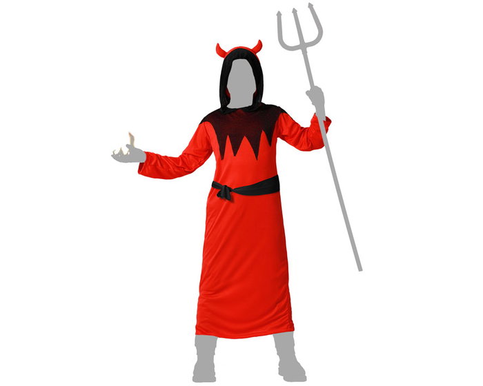 Disfraz Demonio Niño Infantil Halloween Túnica con Capucha Cordón Talla 5-6 Años Disfraz Demonio Niño Infantil Halloween Túnica con Capucha Cordón Talla 5-6 Años