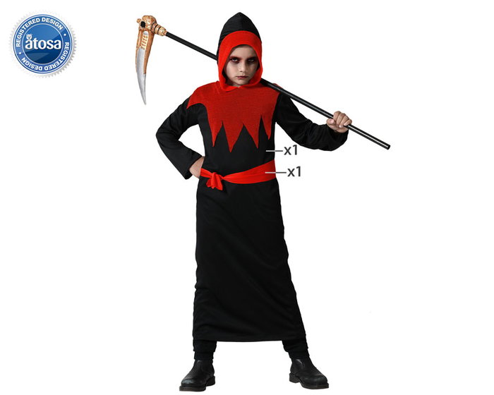 Disfraz Tenebroso Halloween Niño Infantil Rojo Burdeos 7-9 Años Túnica con Capucha Disfraz Tenebroso Halloween Niño Infantil Rojo Burdeos 7-9 Años Túnica con Capucha