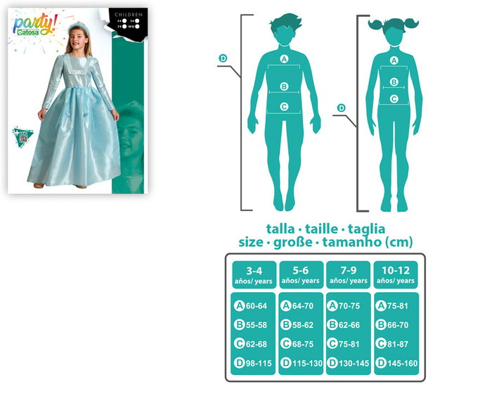 Disfraz de Princesa Azul con Mariposas para Niña 5-6 Años - 2 Piezas Disfraz de Princesa Azul con Mariposas para Niña 5-6 Años - 2 Piezas