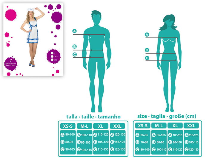 Disfraz Marinera Mujer Adulto Blanco Talla M-L Temática Marineros