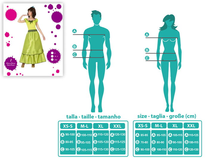 Disfraz Dama Sureña Temática Países del Mundo para Mujer Talla M-L