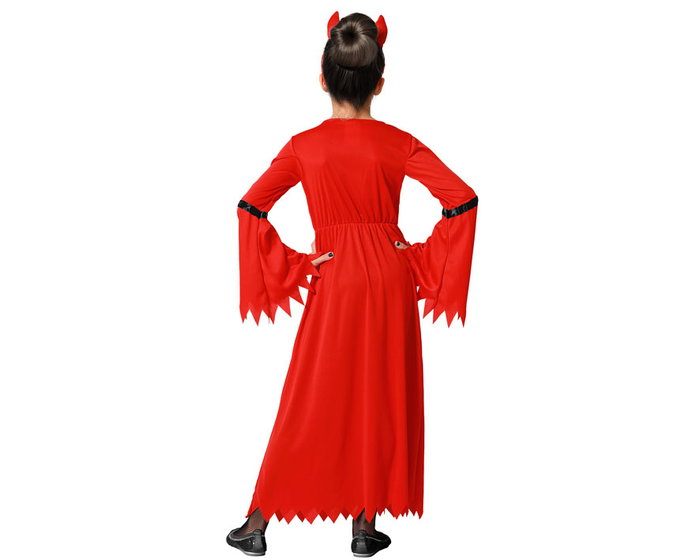Disfraz Demonia Niña - Vestido y Cuernos para Halloween - Talla Infantil 10-12 Años - Género: Niña/Mujer