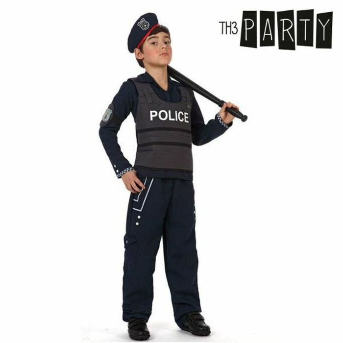 Disfraz de Policía Azul para Niño Unisex 7-9 Años - Traje de 4 Piezas