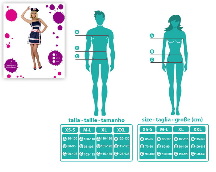 Disfraz Marinera Adulto para Mujer Talla M-L, Temática Oficios, Artículo de Poliéster Disfraz Marinera Adulto para Mujer Talla M-L, Temática Oficios, Artículo de Poliéster