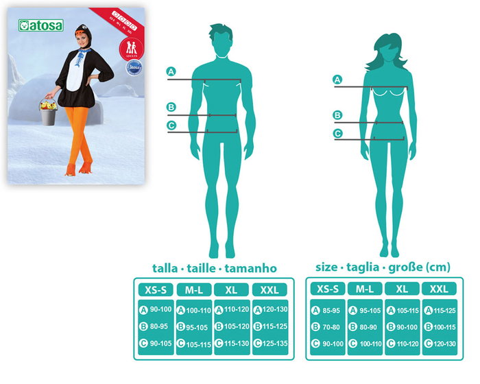 Carnaval Disfraz de Pingüina para Mujer Adulto Talla M-L - Conjunto de 3 Piezas (Vestido, Pantalón y Capucha) para Fiesta Temática Animales Carnaval Disfraz de Pingüina para Mujer Adulto Talla M-L - Conjunto de 3 Piezas (Vestido, Pantalón y Capucha) para Fiesta Temática Animales