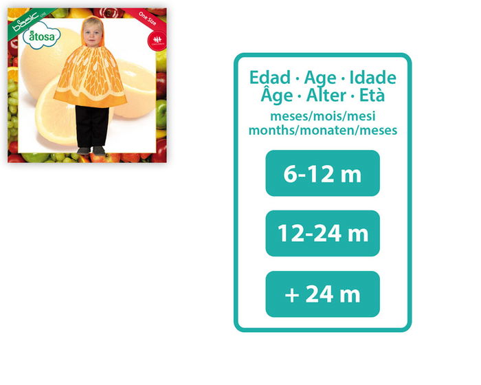 Disfraz Naranja Bebé Unisex Talla Única Frutas y Vegetales Carnaval