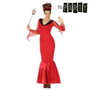 DisfracesParty Demonia Disfraz de Halloween Mujer Vestido Largo Rojo con Cuernos Talla M-L