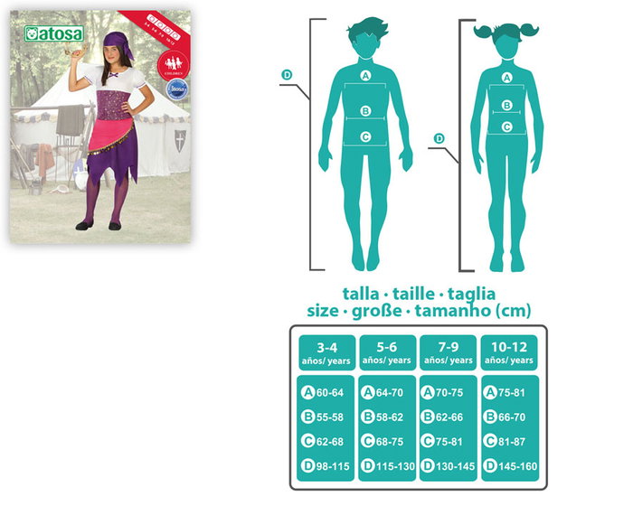 Disfraz Niña Zingara Infantil Violeta 3-4 Años Temática Circo Multicolor Disfraz Niña Zingara Infantil Violeta 3-4 Años Temática Circo Multicolor