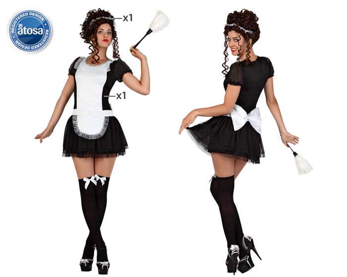 Disfraz Sirvienta para Adulto Mujer, Oficios, Tallas M-L, Incluye Vestido y Diadema - Disfraz Carnaval Fiesta