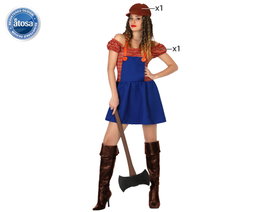 Disfraz Leñadora Mujer Adulto Oficios - Conjunto de 2 Piezas (Vestido y Gorro) XS-S