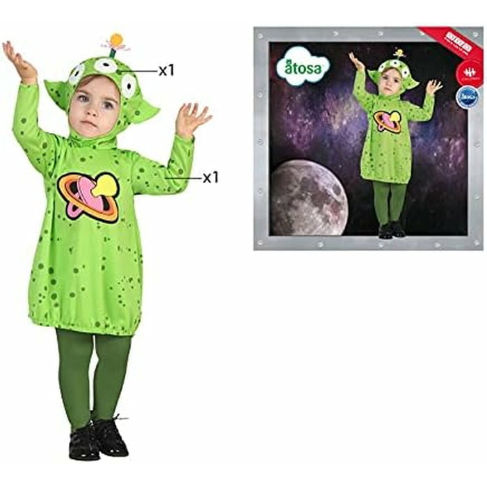 Atosa Original Disfraz Alien Bebé Verde Unisex 0-6 Meses - Traje de 2 Piezas