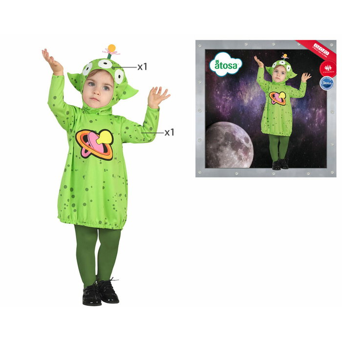 Atosa Original Disfraz Alien Bebé Verde Unisex 0-6 Meses - Traje de 2 Piezas