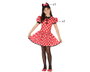 Disfraz de Ratoncita con Lunares Blancos para Niña 10-12 Años, Traje de 2 Piezas con Diadema y Vestido Rojo
