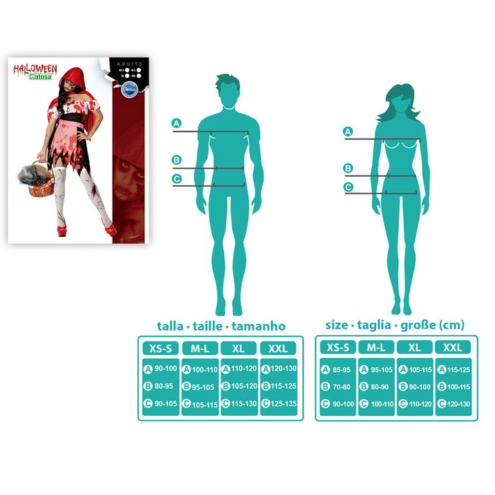 Disfraz Caperucita Roja Sangrienta Mujer Adulto - Vestido y Capa Corta