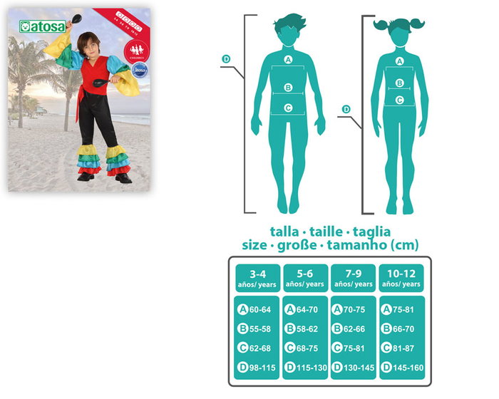 Disfraz Rumbero Infantil Niño Multicolor 3-4 Años Temática Baile Salsa Disfraz Rumbero Infantil Niño Multicolor 3-4 Años Temática Baile Salsa