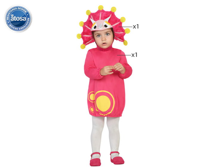 Disfraz Dragon Niña Bebé 0-6 Meses - Traje de Carnaval de Animales con Capucha y Vestido, Color Rosa, Poliéster Disfraz Dragon Niña Bebé 0-6 Meses - Traje de Carnaval de Animales con Capucha y Vestido, Color Rosa, Poliéster