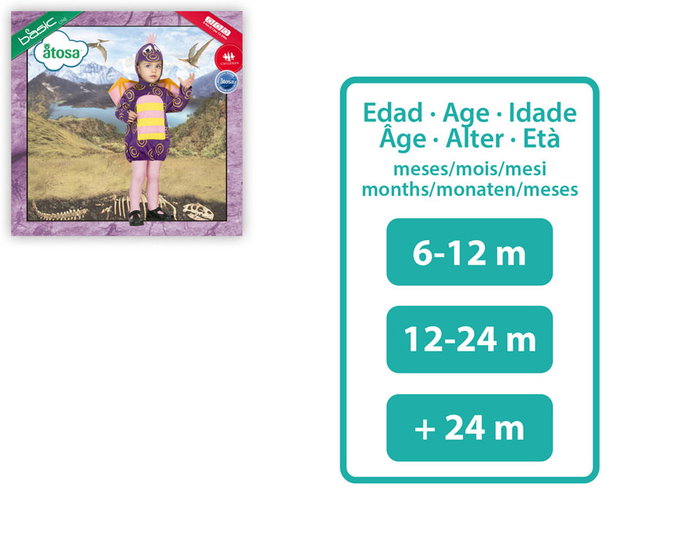 Disfraz Dragón Morado para Bebé Niña 12-24 Meses - Traje con Capucha y Alas de Dinosaurio - 3 Piezas