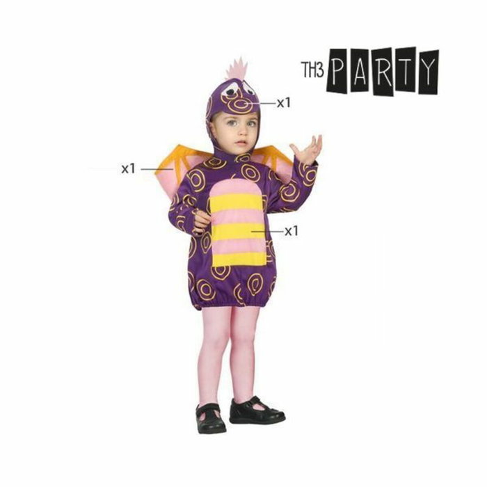 Atosa Disfraz de Dragón Morado para Bebé Niña (12-24 Meses) - 3 Piezas con Capucha y Alas