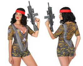 Camiseta de Disfraz Militar/Policía para Mujer con Impresión 3D - Verde - XS-S