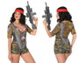 Camiseta de Disfraz Militar/Policía para Mujer con Impresión 3D - Verde - XS-S
