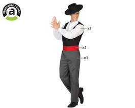 Disfraz Cordobés Flamenco Baile Música Cine Adulto Hombre Multicolor 3 Piezas Pantalón Camisa Cinturón Talla XS-S