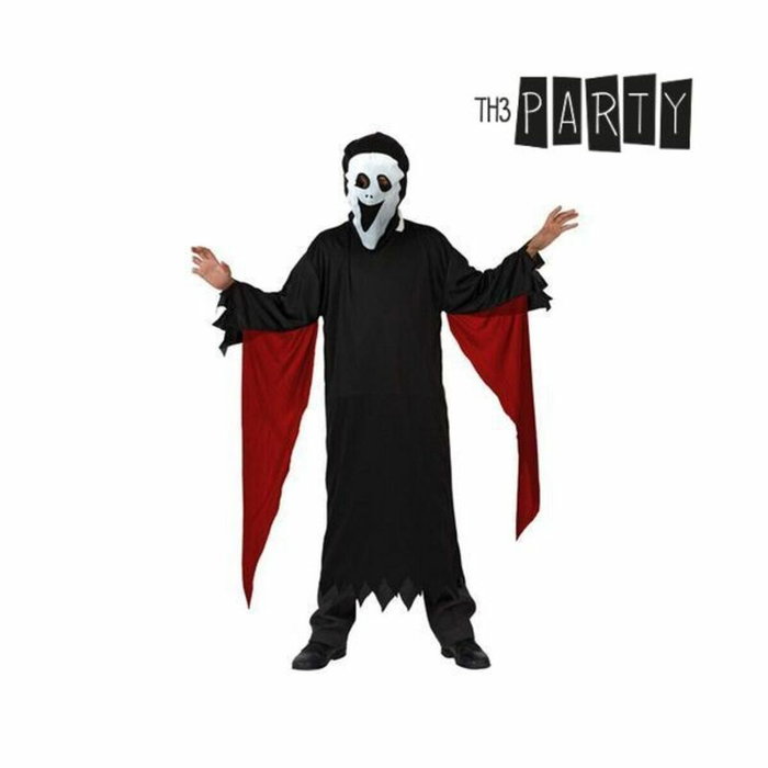 Tinieblas Disfraz Halloween Asesino Niño, Talla 3-4 Años, Conjunto Túnica y Capucha Negro