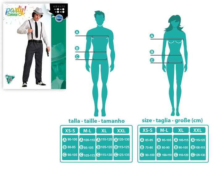 Atosa Disfraz Gangster Hombre Adulto Traje Negro Atosa Disfraz Gangster Hombre Adulto Traje Negro