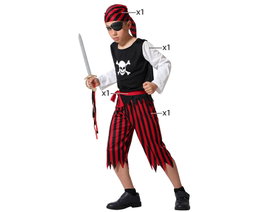 Disfraz Pirata Rojo y Negro Infantil 3-4 Años 4 Piezas Multicolor