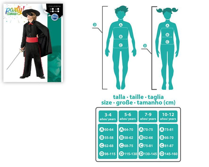 Disfraz Enmascarado Niño Infantil Negro 5-6 Años