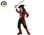 Disfraz Pirata para Niño 10-12 Años Marrón - Traje Carnaval con Chaqueta, Pantalón, Sombrero, Cinturón y Cubrebotas (6 Piezas)