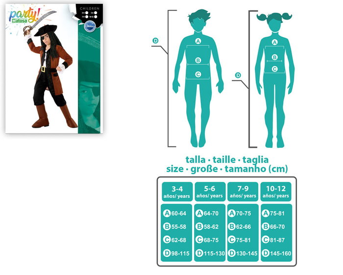 Disfraz Pirata para Niño 10-12 Años Marrón - Traje Carnaval con Chaqueta, Pantalón, Sombrero, Cinturón y Cubrebotas (6 Piezas)