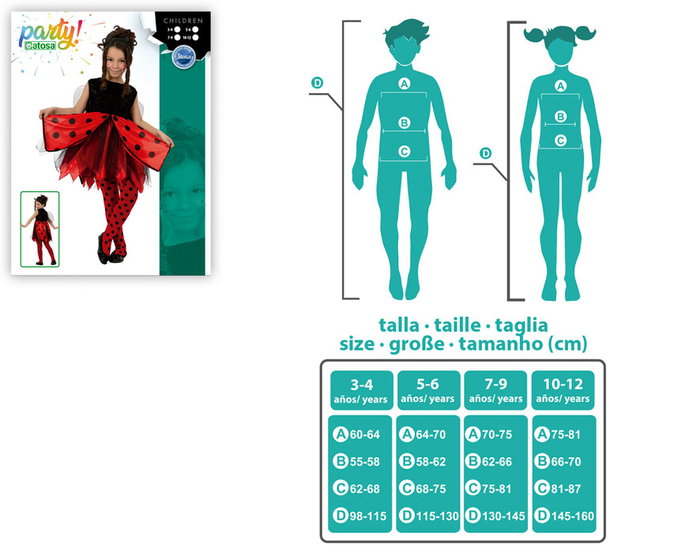 Disfraz Mariquita Niña Infantil Rojo Negro 3-4 Años Original