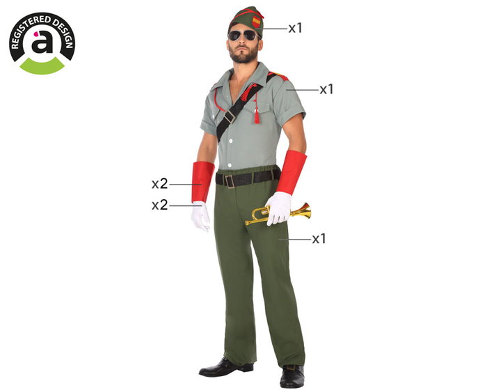 Atosa Disfraz Militar Legionario Hombre Adulto Verde XS-S Atosa Disfraz Militar Legionario Hombre Adulto Verde XS-S