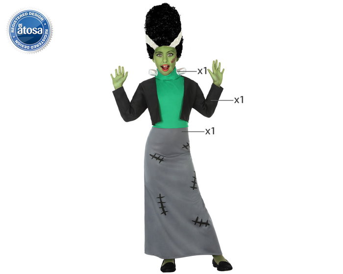 Disfraz Niña Frankenstein Halloween 3-4 Años - Multicolor Disfraz Niña Frankenstein Halloween 3-4 Años - Multicolor