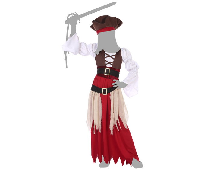 Atosa Disfraz Pirata Niña Infantil Rojo Atosa Disfraz Pirata Niña Infantil Rojo