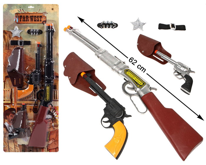 Set Vaquero Del Oeste Con Rifle, Pistola, Estrella Y Accesorios Para Niños Set Vaquero Del Oeste Con Rifle, Pistola, Estrella Y Accesorios Para Niños