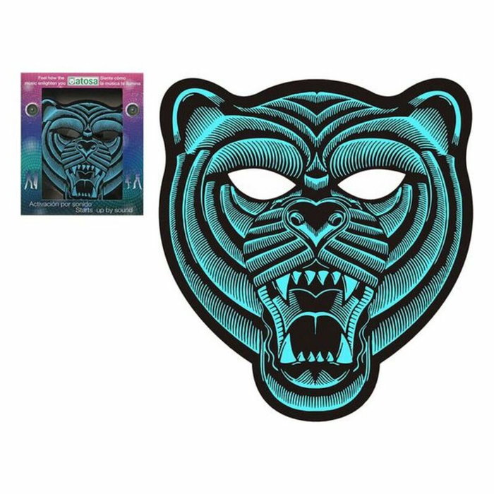 Atosa Máscara de Tigre LED con Sensor de Sonido - Azul